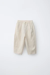 100% LINEN PLEATED PANTS