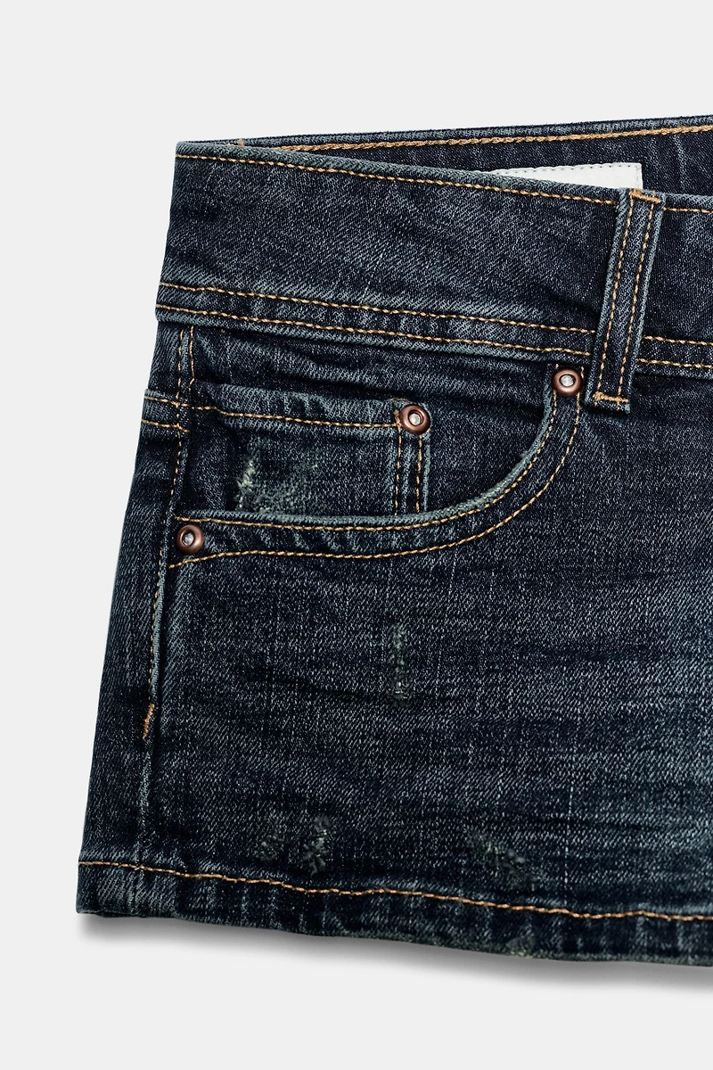 TRF LOW-RISE DENIM MINI SHORTS