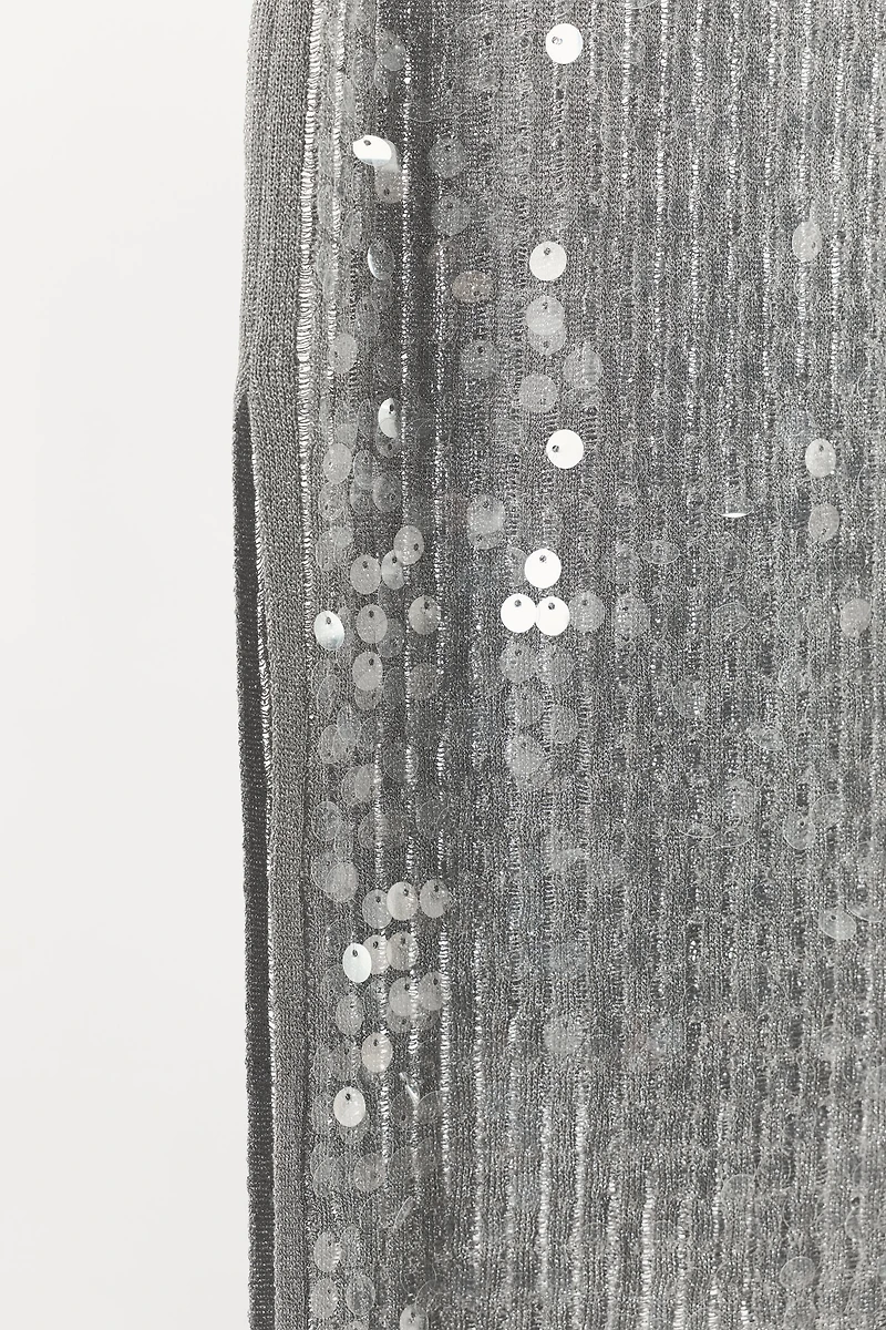 SEQUIN SLIT MIDI SKIRT