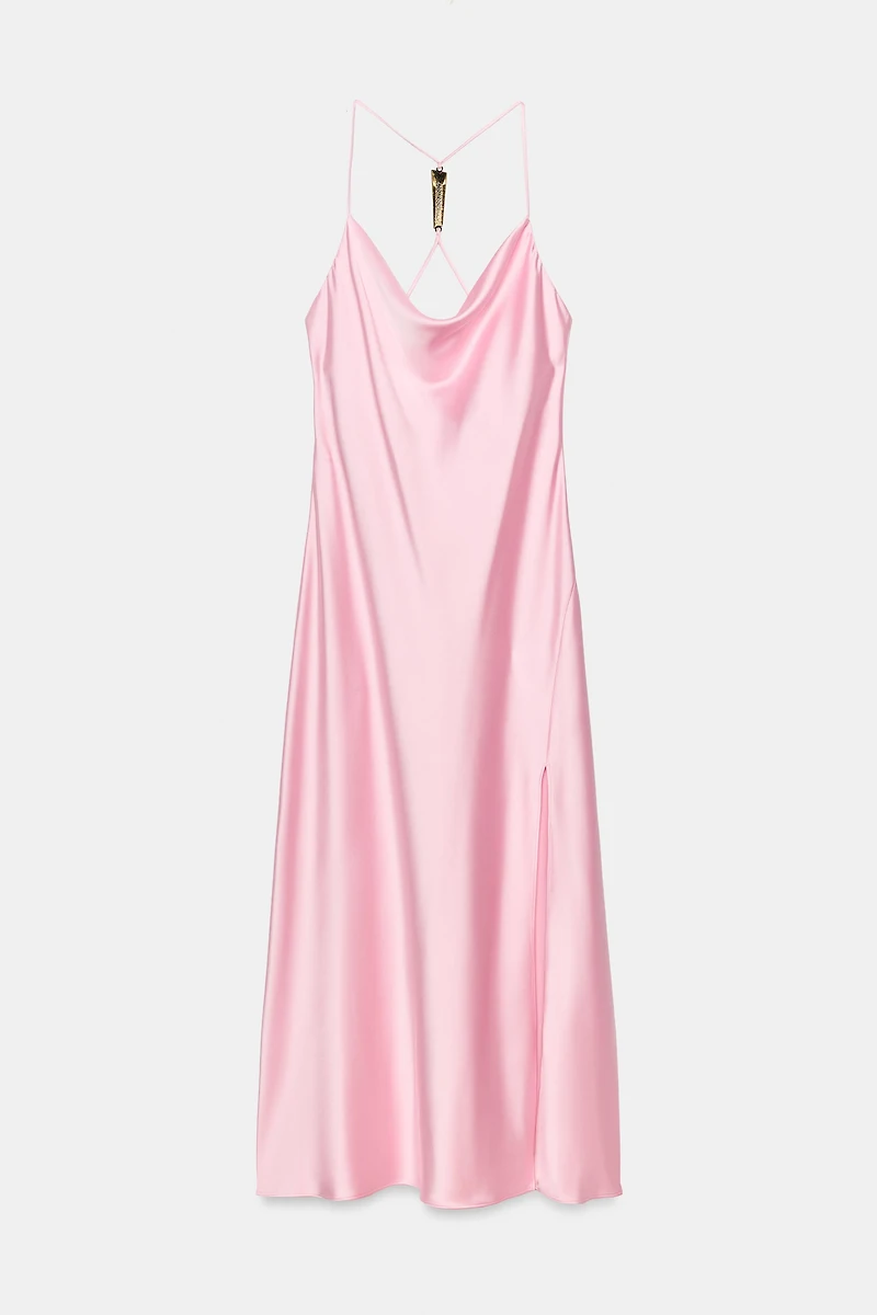 GOLD-TONE HARDWARE SLIP DRESS