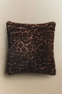 FAUX FUR AND ANIMAL PRINT THROW PILLOW COVER