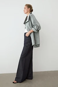 High-waist palazzo denim pants co-ord