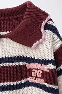 PULL EN MAILLE POLO RAYURES BRODÉ