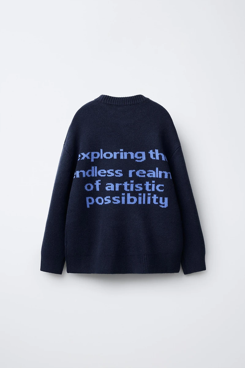 JACQUARD KNIT TEXT SWEATER