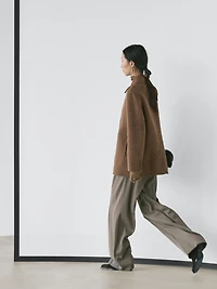 Double-breasted wool blend coat