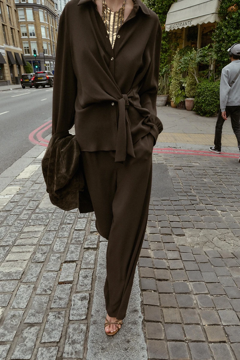 KNOTTED CREPE SHIRT