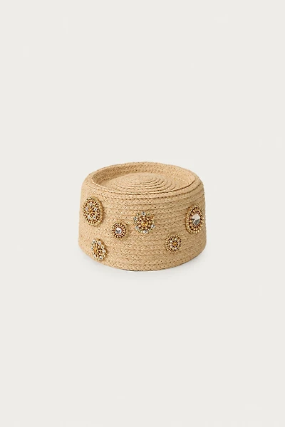 100% RAFFIA HEADPIECE WITH BROOCHES MARISA BERENSON X ZARA