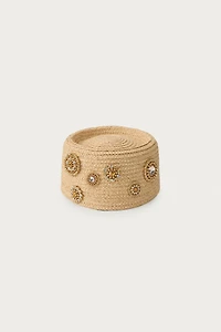 100% RAFFIA HEADPIECE WITH BROOCHES MARISA BERENSON X ZARA