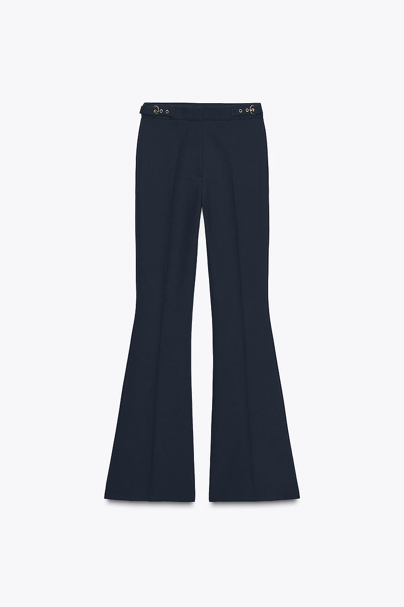 BUCKLED FLARE PANTS