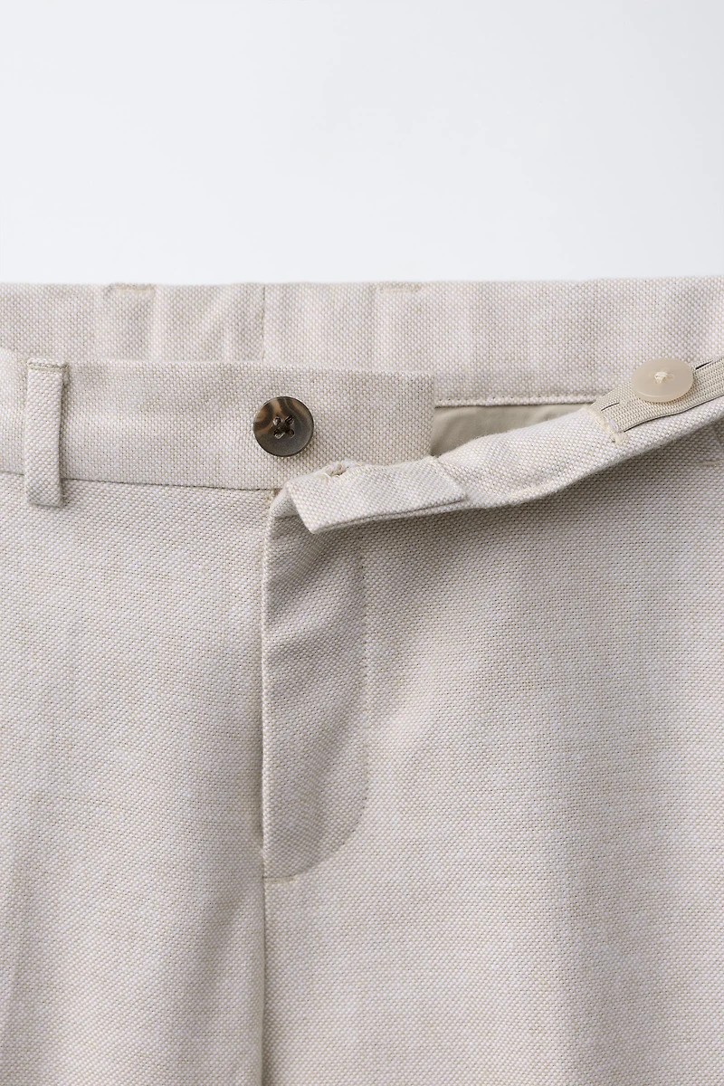 COTTON LINEN BLEND SUIT PANTS
