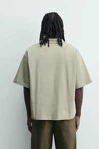 RELAXED FIT PRINTED TEXT POLO SHIRT