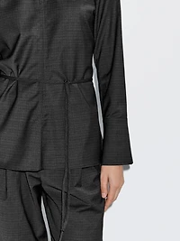 Wool blend blouse with belt