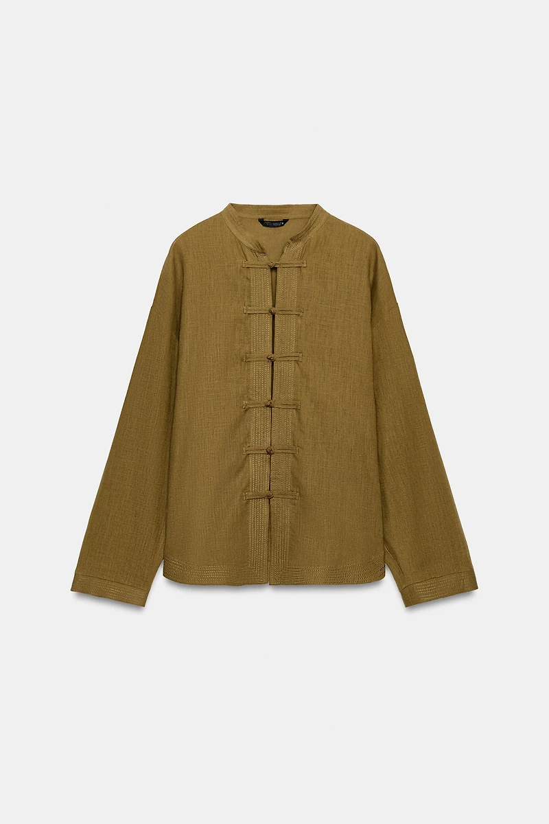 LINEN SHIRT WITH FROG FASTENING