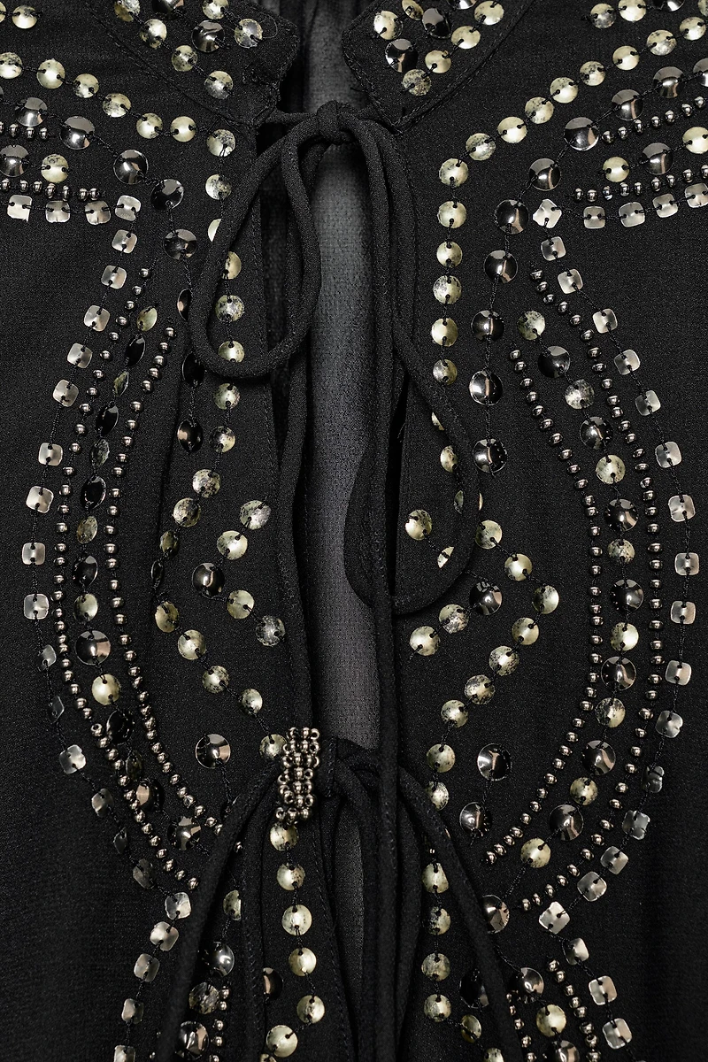 SEMI-SHEER BEADED BLOUSE