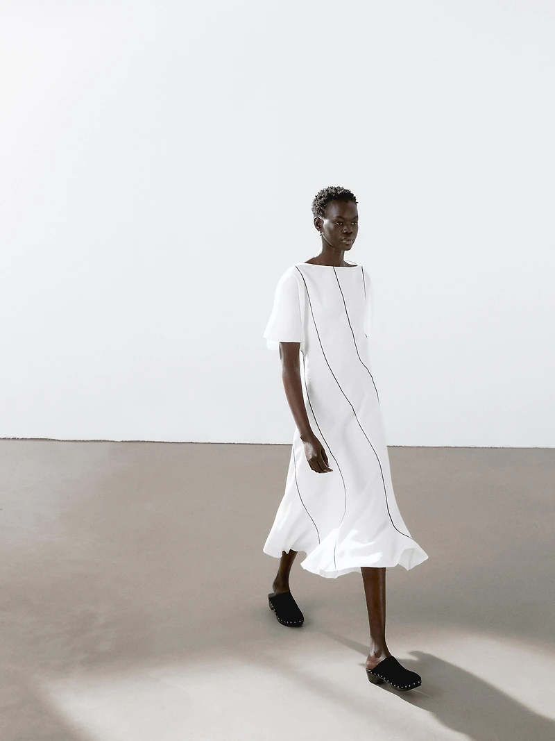 Robe fluide lin contrastes