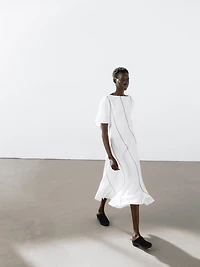 Robe fluide lin contrastes