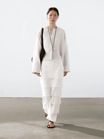 100% linen flowing shirt with buttons