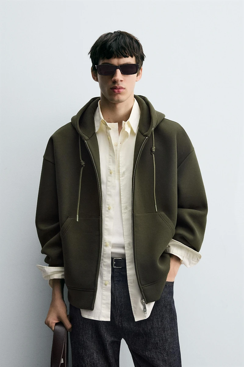 NEOPRENE EFFECT HOODIE SWEATSHIRT