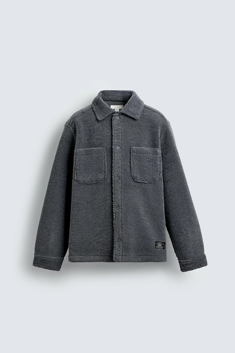 FAUX SHEARLING POCKET OVERSHIRT