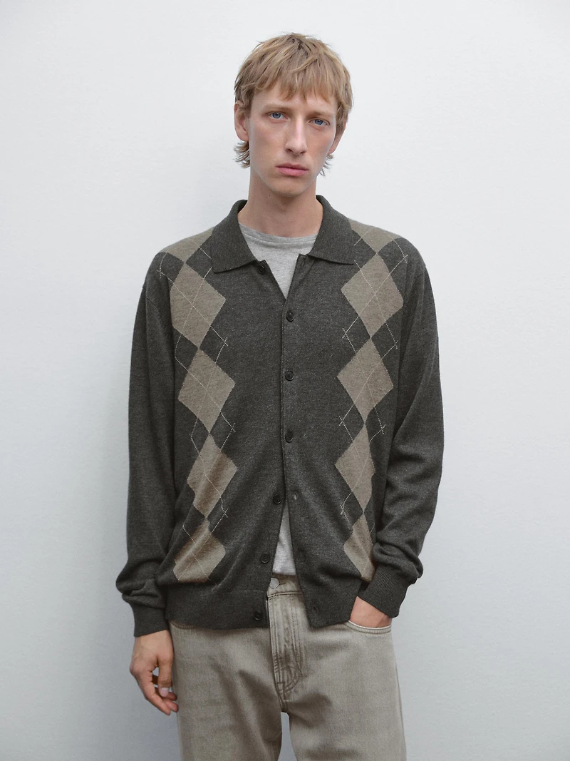 Wool blend knit cardigan