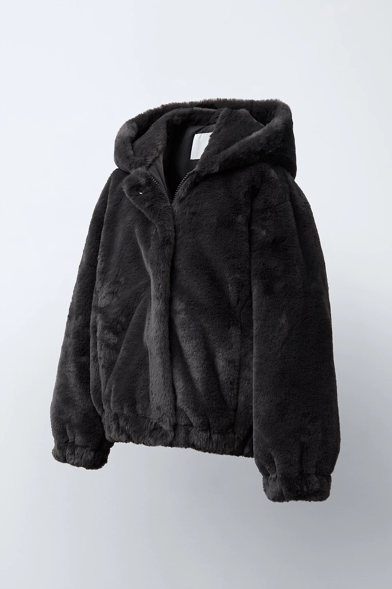 FAUX FUR HOODED JACKET