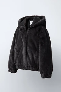 FAUX FUR HOODED JACKET