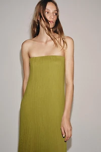 STRAPLESS TEXTURED DRESS
