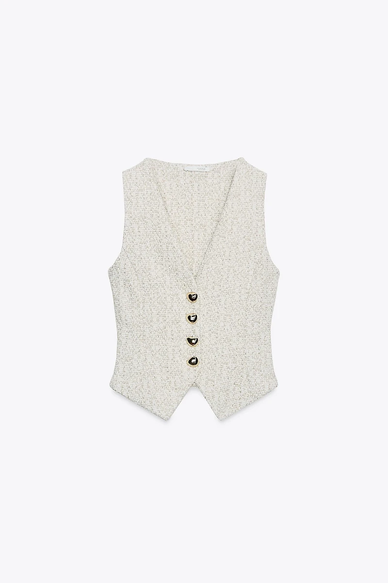 TEXTURED BUTTON VEST