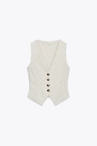 TEXTURED BUTTON VEST