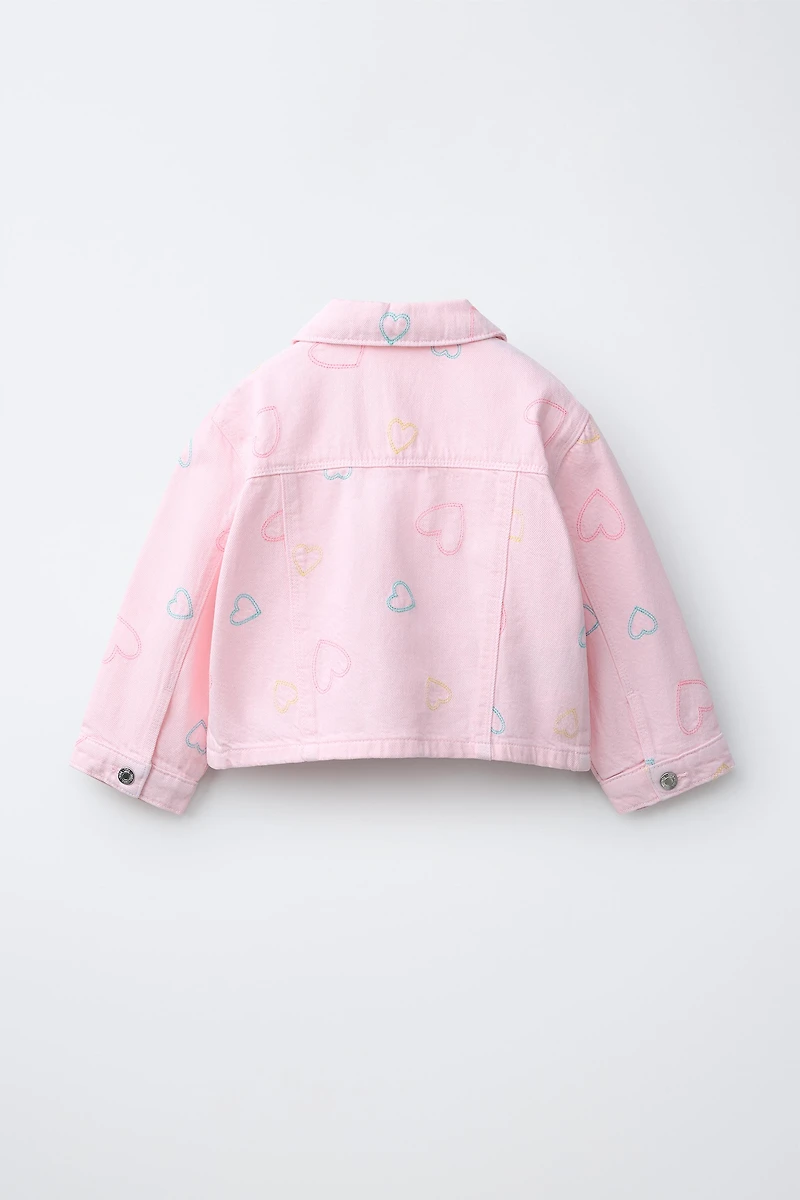 EMBROIDERED HEART TWILL JACKET