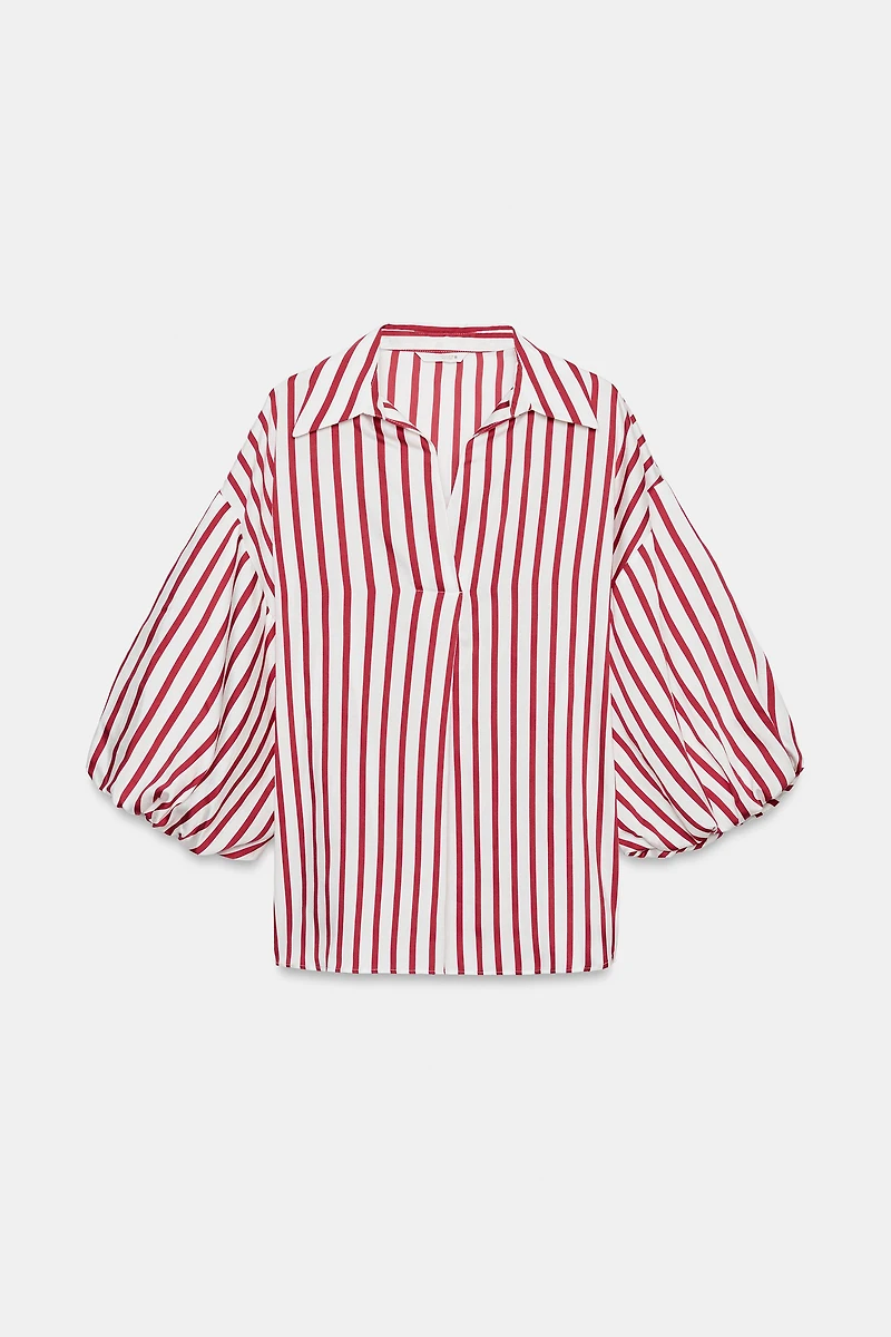 STRIPED PUFF SLEEVE SHIRT