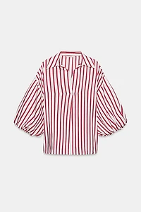STRIPED PUFF SLEEVE SHIRT
