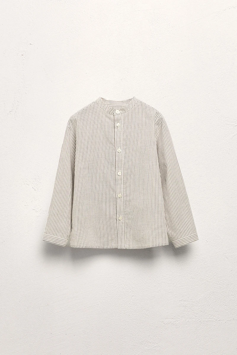 2-5 YEARS / STRIPED MANDARIN COLLAR SHIRT LIMITED EDITION