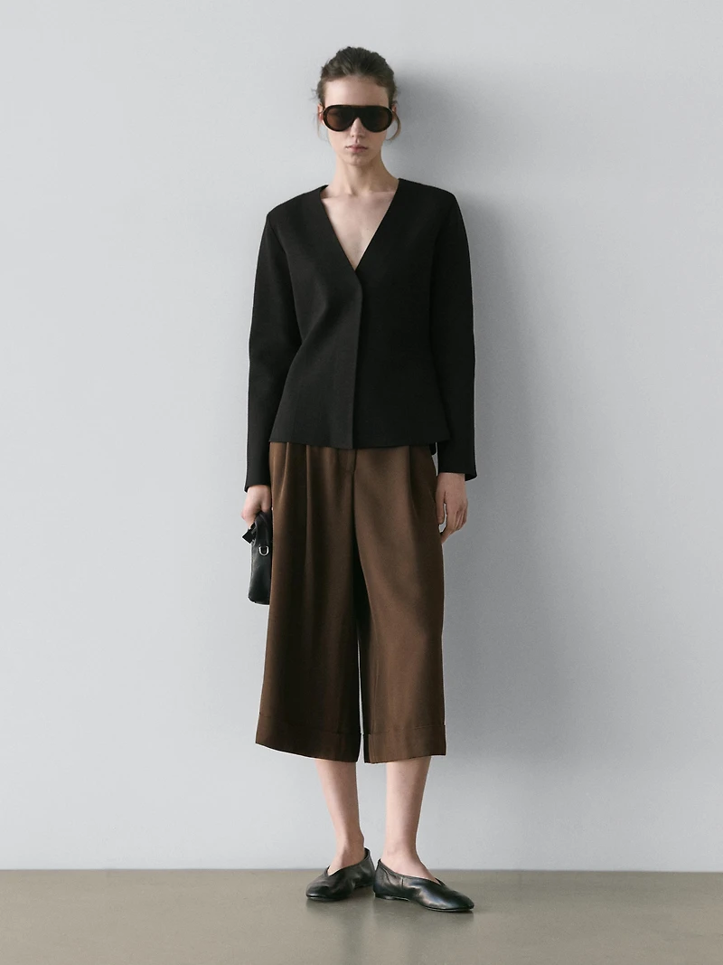 Long Bermuda shorts with turn-up hems