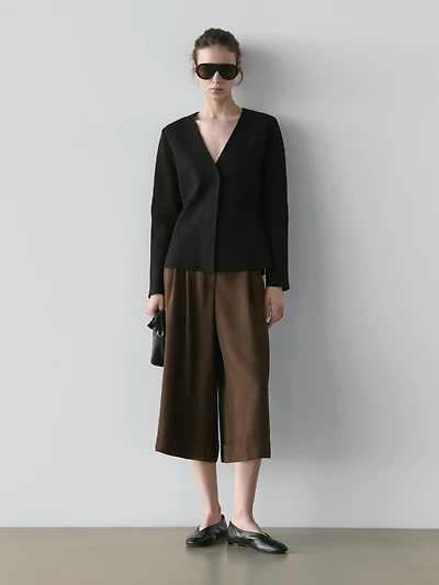 Long Bermuda shorts with turn-up hems