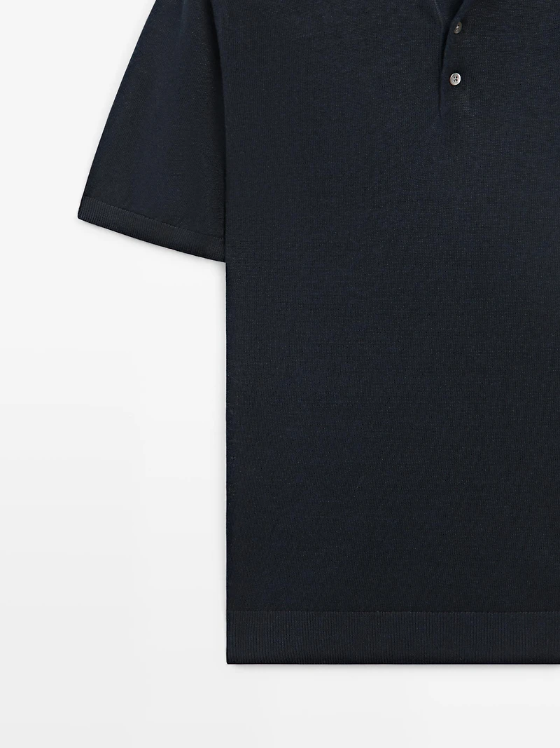 Linen knit polo sweater