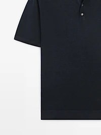 Linen knit polo sweater