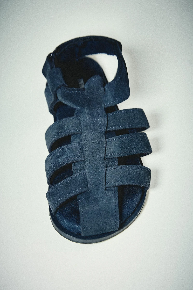 KIDS LEATHER CAGE SANDALS