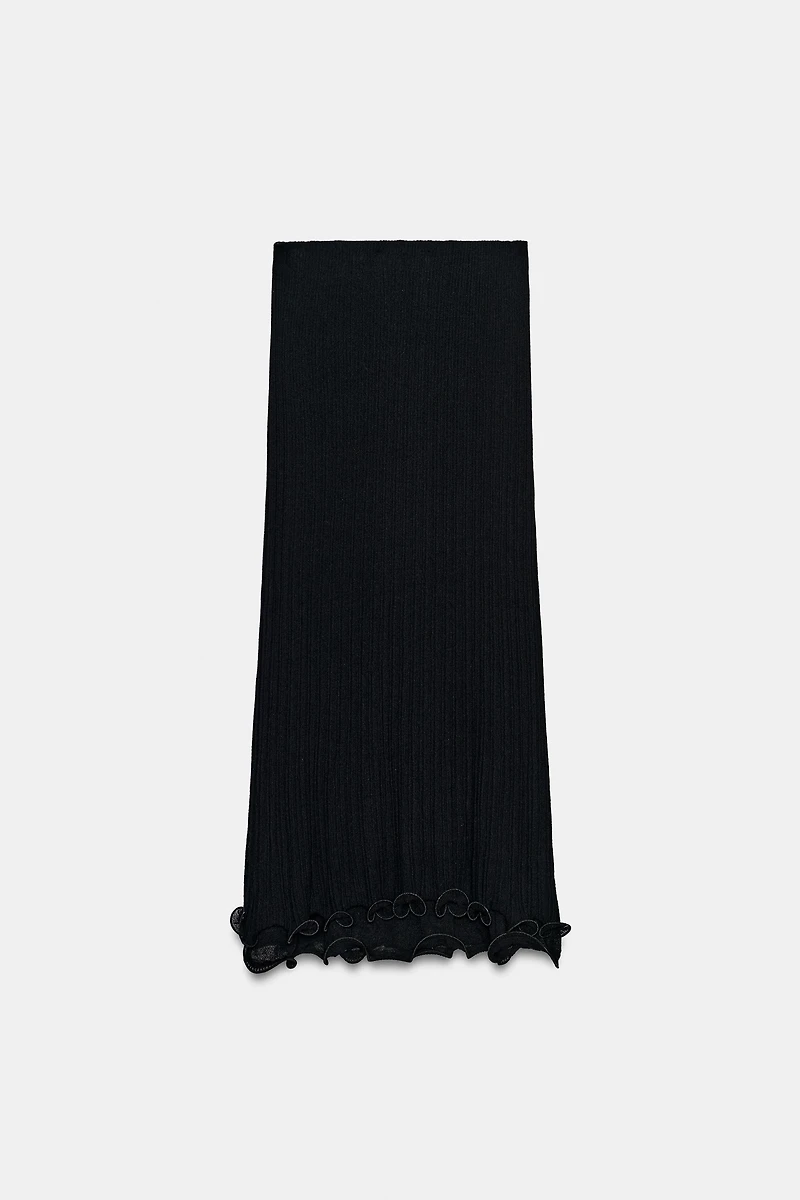 DOUBLE-LAYER KNIT MIDI SKIRT