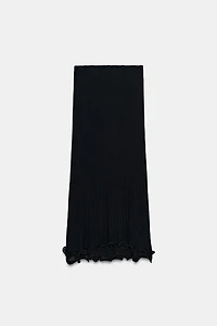 DOUBLE-LAYER KNIT MIDI SKIRT