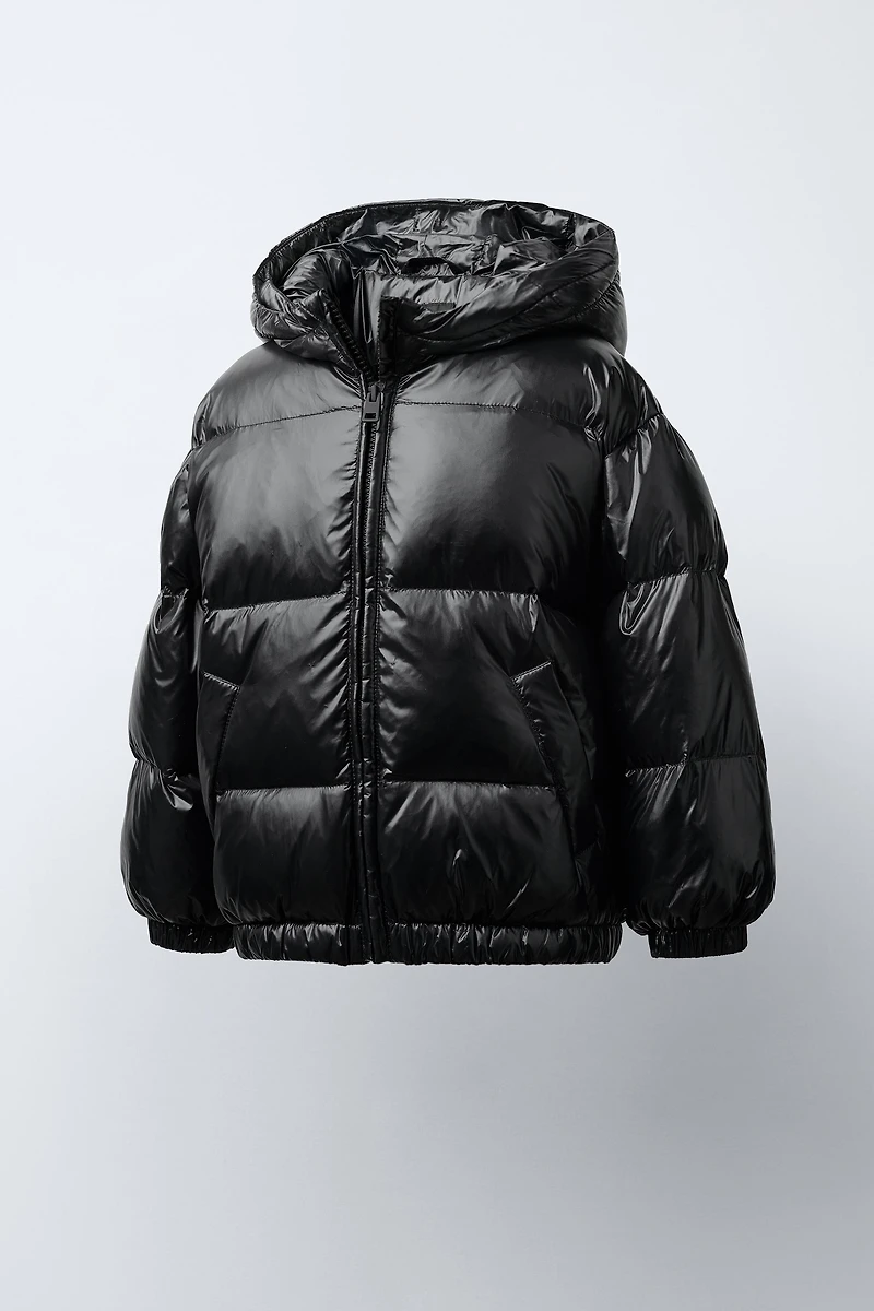 DOWN PUFFER COAT WITH HOODIE, WATER REPELLENT