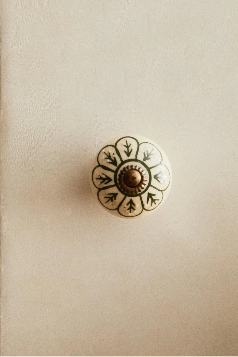 SET OF CERAMIC FLOWER KNOBS (SET OF 2