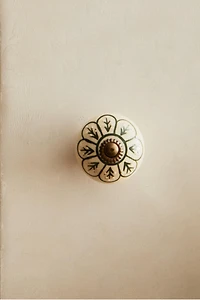 SET OF CERAMIC FLOWER KNOBS (SET OF 2
