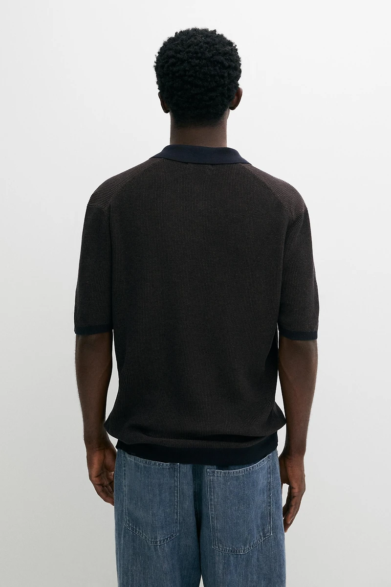 Pull polo en maille 100 % coton