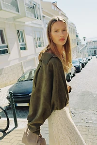 SUEDE EFFECT BOMBER JACKET