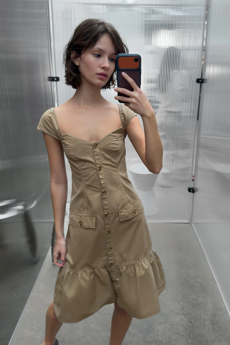 BUTTONED MIDI DRESS