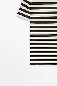 Short sleeve striped cotton blend T-shirt