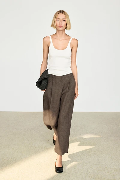 Linen melange darted trousers