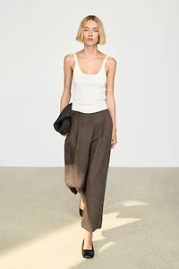 Linen melange darted trousers