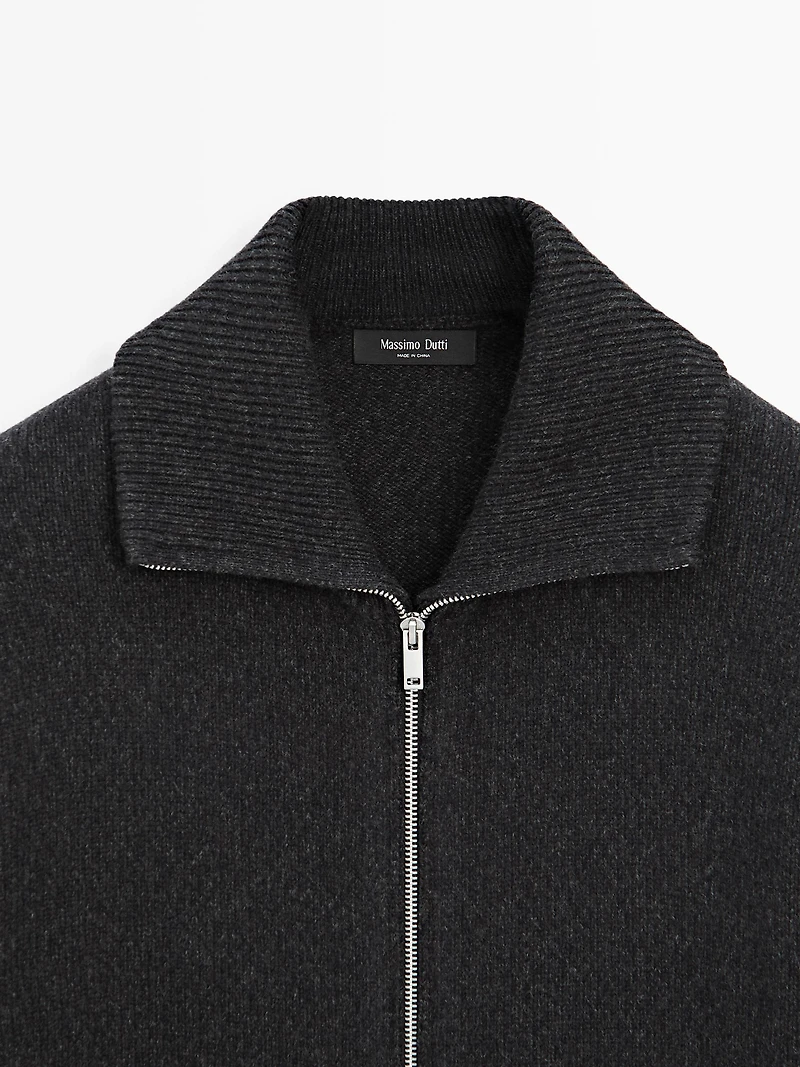 Cardigan à col montant en laine mélangée